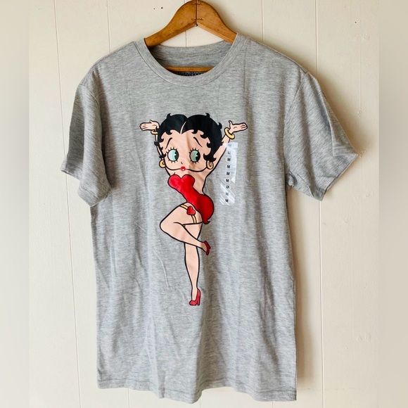 Betty Boop Heather Grey Short Sleeve Graphic Tee Size Medium NWOT - Picture 1 of 4